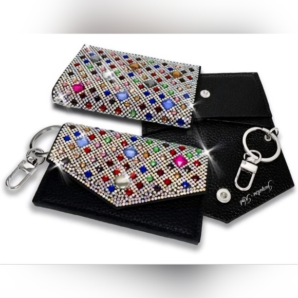 Jacqueline Kent Multicolor Crystal Embellished Leather Key And Card Holder, NWT - Picture 8 of 8